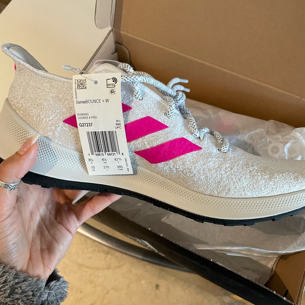 Adidas Womens SenseBounce+ size 10 white/grey with pink running sneakers